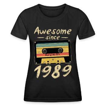 1989 Anniversaire 1989 Né Cadeau d’anniversaire - T-shirt sport Femme - noir - Devant - AI Model Female 172 light (172cm)