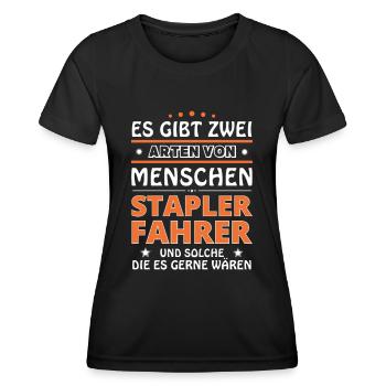 Staplerfahrer Geschenk - zwei Arten von... Design - Frauen Funktions-T-Shirt - Schwarz - Vorne - AI Model Female 172 light (172cm)