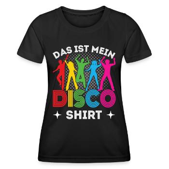 Disco Outfit 80er 70er Jahre Disko Party Kostüm - Frauen Funktions-T-Shirt - Schwarz - Vorne - AI Model Female 172 light (172cm)