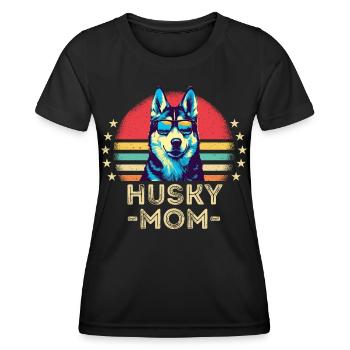 Husky mit sonnenbrille retro - Frauen Funktions-T-Shirt - Schwarz - Vorne - AI Model Female 172 light (172cm)