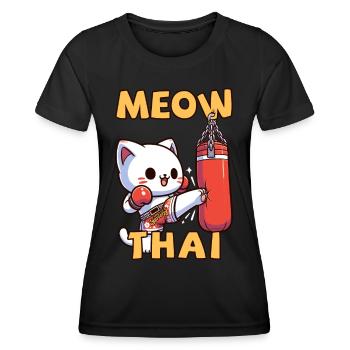 Muay Thai Boxing, Thai Boxing Kickboxen Meow Thai - Frauen Funktions-T-Shirt - Schwarz - Vorne - AI Model Female 172 light (172cm)
