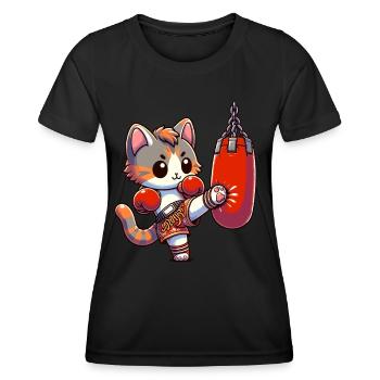 Muay Thai Boxing, Thai Boxing Kickboxen Kickboxer - Frauen Funktions-T-Shirt - Schwarz - Vorne - AI Model Female 172 light (172cm)