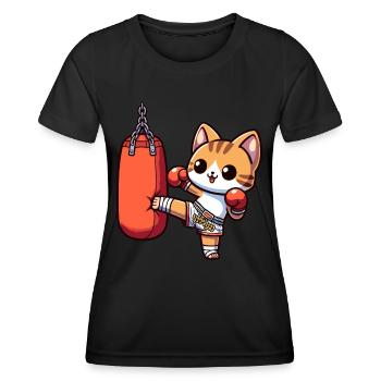 Muay Thai Boxing, Thai Boxing Kickboxen Kickboxer - Frauen Funktions-T-Shirt - Schwarz - Vorne - AI Model Female 172 light (172cm)