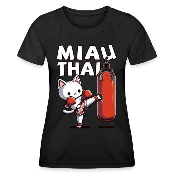 Muay Thai Boxing, Thai Boxing Kickboxen Miau Thai - Frauen Funktions-T-Shirt - Schwarz - Vorne - AI Model Female 172 light (172cm)