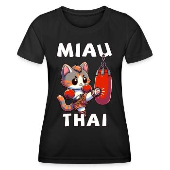 Muay Thai Boxing, Thai Boxing Kickboxen Miau Thai - Frauen Funktions-T-Shirt - Schwarz - Vorne - AI Model Female 172 light (172cm)