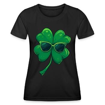 Kleeblatt Shamrock Sonnenbrille Saint Patricks day - Frauen Funktions-T-Shirt - Schwarz - Vorne - AI Model Female 172 light (172cm)