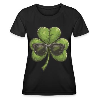 Shamrock Kleeblatt Sonnenbrille Saint Patricks day - Frauen Funktions-T-Shirt - Schwarz - Vorne - AI Model Female 172 light (172cm)