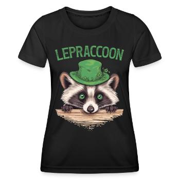 Lepraccoon Kobold Waschbär Saint Patrick Irisch - Frauen Funktions-T-Shirt - Schwarz - Vorne - AI Model Female 172 light (172cm)