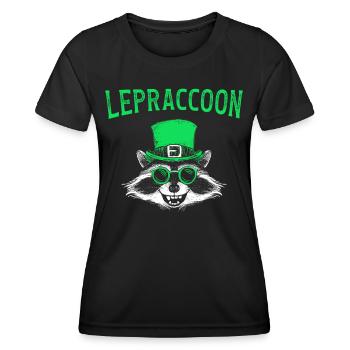 Lepraccoon Funny Irish Saint Patrick Leprechaun - Women's Functional T-Shirt - black - Front - AI Model Female 172 light (172cm)