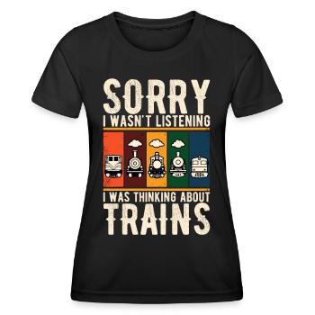 Train Locomotive Chemin De Fer Conducteur De Train Conducteur De Train - T-shirt sport Femme - noir - Devant - AI Model Female 172 light (172cm)