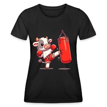 Muay Thai Boxing, Thai Boxing Kickboxen Kickboxer - Frauen Funktions-T-Shirt - Schwarz - Vorne - AI Model Female 172 light (172cm)