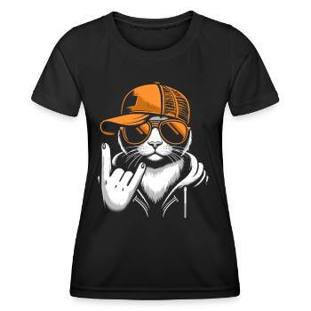 Musique rock, Rocker, Chat, Festival de Heavy Metal - T-shirt sport Femme - noir - Devant - AI Model Female 172 light (172cm)