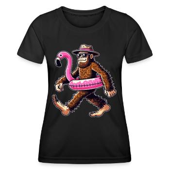 Poolparty Swimmingpool Badeurlaub Freibad Bigfoot - Frauen Funktions-T-Shirt - Schwarz - Vorne - AI Model Female 172 light (172cm)
