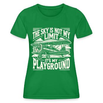 Pilot, Pilotin, Flugzeug, Flieger, Flugschule - Frauen Funktions-T-Shirt - Kelly Green - Vorne - AI Model Female 172 dark (172cm)