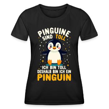 Pinguin Lustiges Pinguine sind toll Pinguin Spruch - Frauen Funktions-T-Shirt - Schwarz - Vorne - AI Model Female 172 light (172cm)