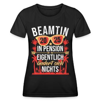 Pension Pensionierung Beamtin Pensionärin 2025 - Frauen Funktions-T-Shirt - Schwarz - Vorne - AI Model Female 172 light (172cm)