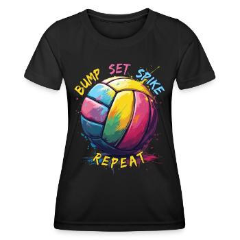Volleyball, Volleyballer lustig, Volleyballspieler - Frauen Funktions-T-Shirt - Schwarz - Vorne - AI Model Female 172 light (172cm)