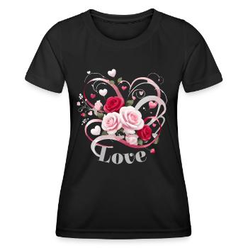 Love Valentine's Day Roses - Women's Functional T-Shirt - black - Front - AI Model Female 172 light (172cm)