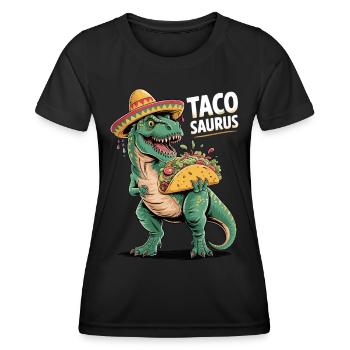 Taco rencontre dino - T-shirt sport Femme - noir - Devant - AI Model Female 172 light (172cm)