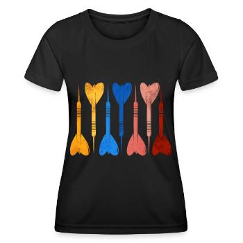 Dartpfeil Retro Dart Spieler - Frauen Funktions-T-Shirt - Schwarz - Vorne - AI Model Female 172 light (172cm)