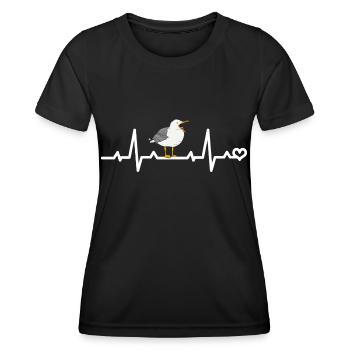 Möwe Herzfrequenz EKG - Frauen Funktions-T-Shirt - Schwarz - Vorne - AI Model Female 172 light (172cm)