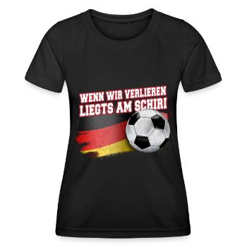 Wenn wir verlieren, liegt’s am Schiri – Fußball - Frauen Funktions-T-Shirt - Schwarz - Vorne - AI Model Female 172 light (172cm)