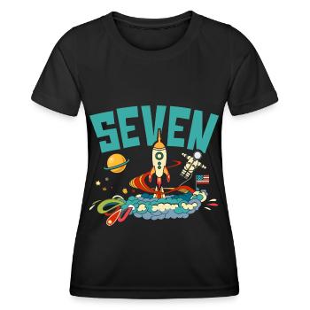 7th Birthday Celebration Outerspace Happy Bday - Women's Functional T-Shirt - black - Front - AI Model Female 172 light (172cm)