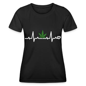 ECG de feuille de cannabis - T-shirt sport Femme - noir - Devant - AI Model Female 172 light (172cm)