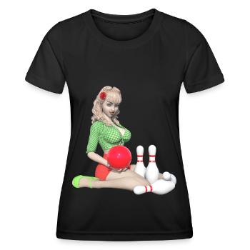 Bowling, bowling, quilles - T-shirt sport Femme - noir - Devant - AI Model Female 172 light (172cm)