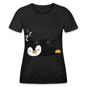 Schlafshirt mit Pinguin - Frauen Funktions-T-Shirt - Schwarz - Vorne - AI Model Female 172 light (172cm)