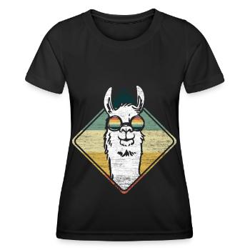 Lama Llama Alpaga - T-shirt sport Femme - noir - Devant - AI Model Female 172 light (172cm)