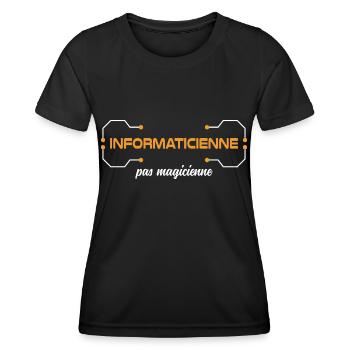 Je suis informaticienne pas magicienne Humour - T-shirt sport Femme - noir - Devant - AI Model Female 172 light (172cm)