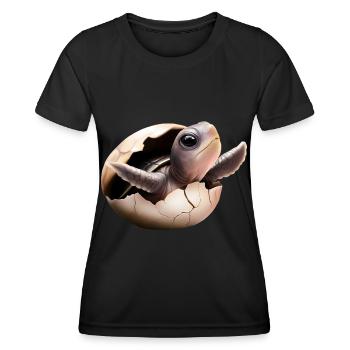Turtle hatches from the egg - Women's Functional T-Shirt - black - Front - AI Model Female 172 light (172cm)