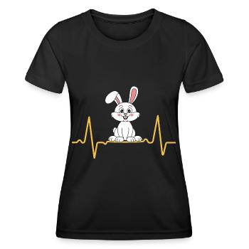 Rabbit Heartbeat Love Eared Bunny - Women's Functional T-Shirt - black - Front - AI Model Female 172 light (172cm)