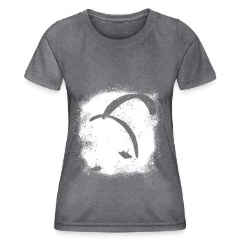 Gleitschirmfliegen Spray weiß - Frauen Funktions-T-Shirt - dunkle Melange  - Vorne - AI Model Female 172 light (172cm)