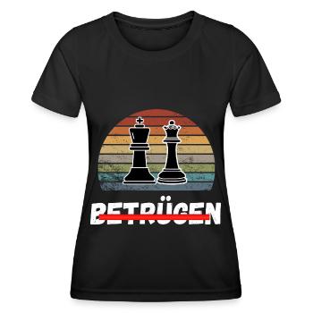 Schach Trend Chess Cheating Meme Queens Gambit - Frauen Funktions-T-Shirt - Schwarz - Vorne - AI Model Female 172 light (172cm)