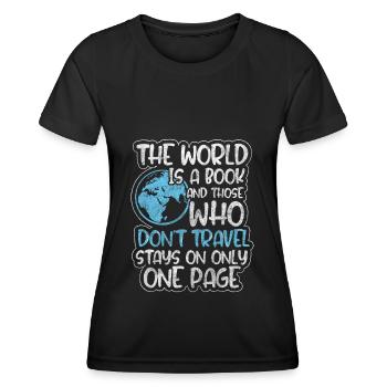 Reise Tourist Weltreisen - Frauen Funktions-T-Shirt - Schwarz - Vorne - AI Model Female 172 light (172cm)