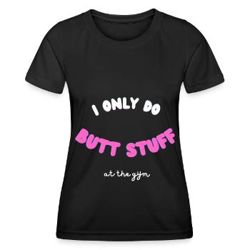 Drôle de fitness Sport Saying - Trucs de fesses - T-shirt sport Femme - noir - Devant - AI Model Female 172 light (172cm)