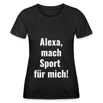Alexa mach Sport - Lustiger Fitness Sport Spruch - Frauen Funktions-T-Shirt - Schwarz - Vorne - AI Model Female 172 light (172cm)