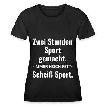 Scheiß Sport - Lustiger Fitness Sport Spruch - Frauen Funktions-T-Shirt - Schwarz - Vorne - AI Model Female 172 light (172cm)