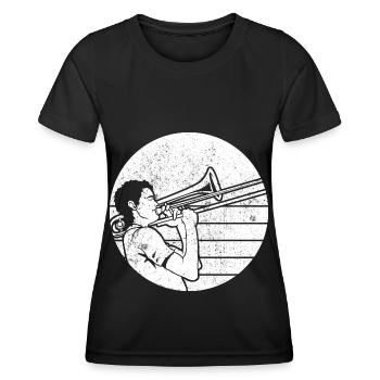 Trombone - T-shirt sport Femme - noir - Devant - AI Model Female 172 light (172cm)