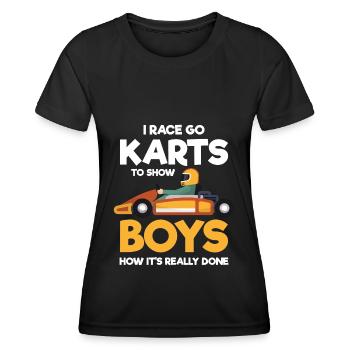 Pilote de Kart Track Kart Pilote de course - T-shirt sport Femme - noir - Devant - AI Model Female 172 light (172cm)