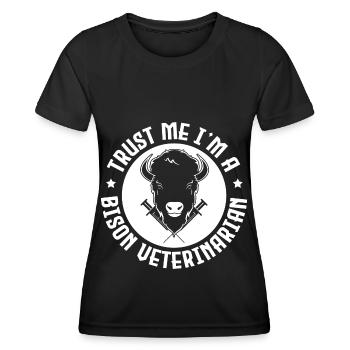 Amerikanischer Bison Büffel - Frauen Funktions-T-Shirt - Schwarz - Vorne - AI Model Female 172 light (172cm)