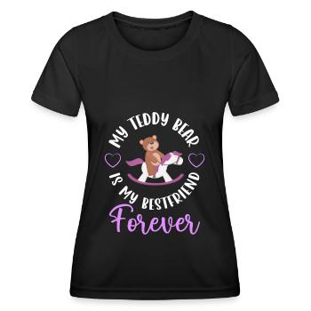 Teddy Kind Süß Stofftier - Frauen Funktions-T-Shirt - Schwarz - Vorne - AI Model Female 172 light (172cm)