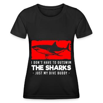 Requin Voile Tigre Requin - T-shirt sport Femme - noir - Devant - AI Model Female 172 light (172cm)