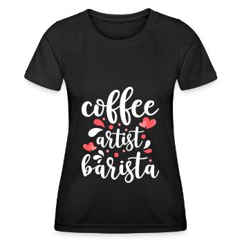 Espresso Koffein Kaffeeliebhaber Siebträger - Frauen Funktions-T-Shirt - Schwarz - Vorne - AI Model Female 172 light (172cm)