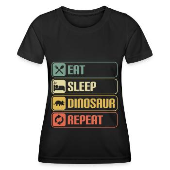 Dino Stegosaurus Fleischfresser Pflanzenfresser - Frauen Funktions-T-Shirt - Schwarz - Vorne - AI Model Female 172 light (172cm)