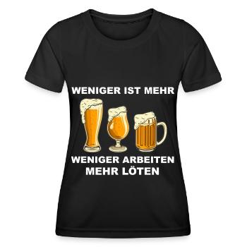 Weniger Arbeiten Mehr Löten Bierliebhaber Bier - Frauen Funktions-T-Shirt - Schwarz - Vorne - AI Model Female 172 light (172cm)