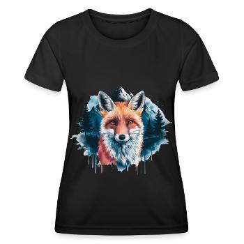 Fox, Watercolor, Forest, Foxes, Nature, Red Fox - Women's Functional T-Shirt - black - Front - AI Model Female 172 light (172cm)