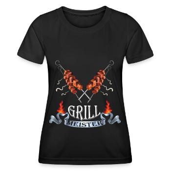 Schaschlik Meister Kyrillisch Russen Grillen - Frauen Funktions-T-Shirt - Schwarz - Vorne - AI Model Female 172 light (172cm)